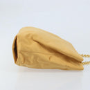 PRADA Chain Hand Bag Satin Gold Auth gh1982-3