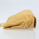 PRADA Chain Hand Bag Satin Gold Auth gh1982-4