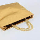 PRADA Chain Hand Bag Satin Gold Auth gh1982-6