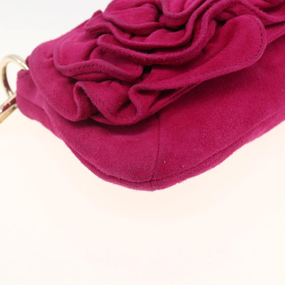 SAINT LAURENT Accessory Pouch Suede Pink Gold Auth gh1983