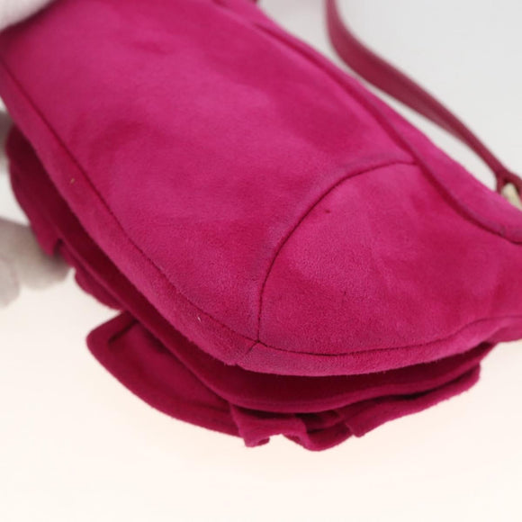SAINT LAURENT Accessory Pouch Suede Pink Gold Auth gh1983