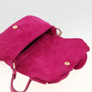 SAINT LAURENT Accessory Pouch Suede Pink Gold Auth gh1983-14