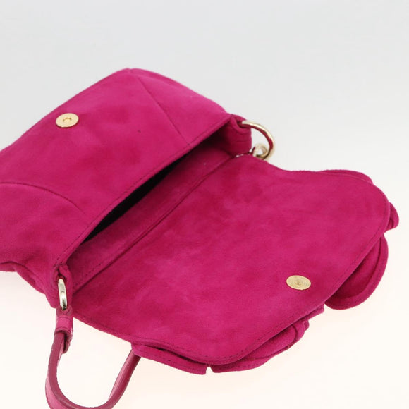 SAINT LAURENT Accessory Pouch Suede Pink Gold Auth gh1983