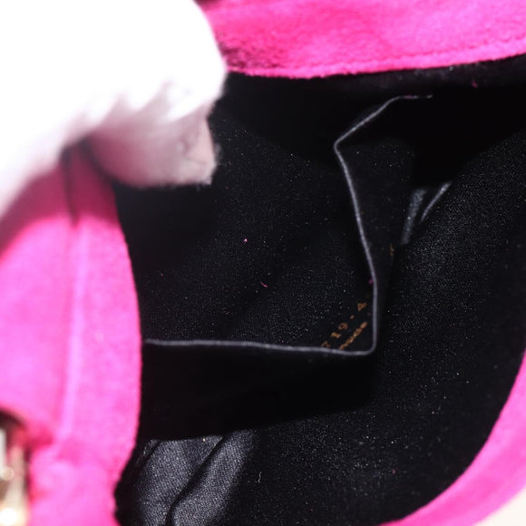 SAINT LAURENT Accessory Pouch Suede Pink Gold Auth gh1983
