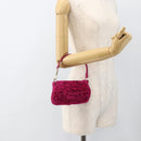 SAINT LAURENT Accessory Pouch Suede Pink Gold Auth gh1983-21