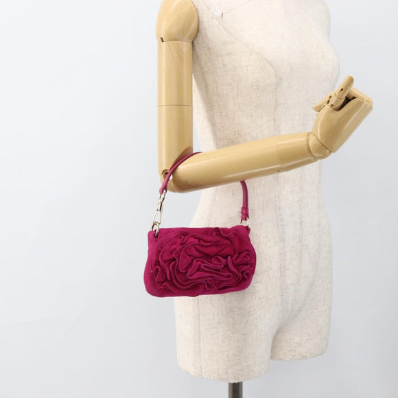 SAINT LAURENT Accessory Pouch Suede Pink Gold Auth gh1983