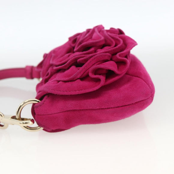 SAINT LAURENT Accessory Pouch Suede Pink Gold Auth gh1983