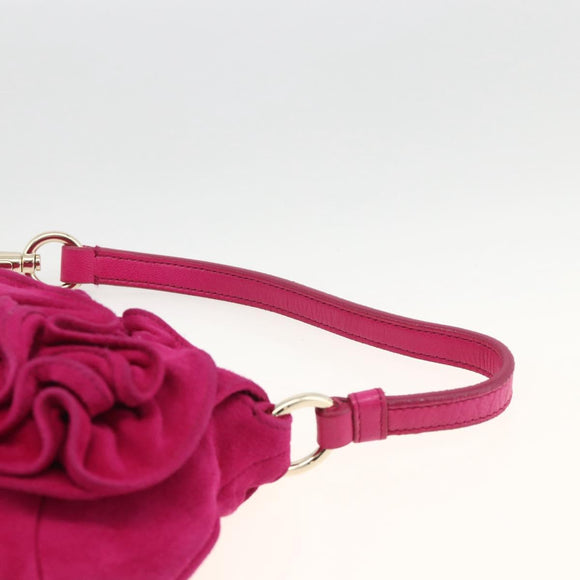 SAINT LAURENT Accessory Pouch Suede Pink Gold Auth gh1983