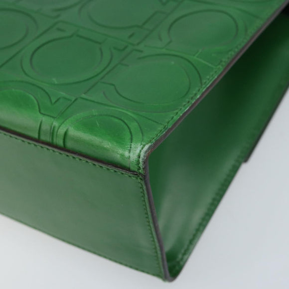 Salvatore Ferragamo Gancini Shoulder Bag Leather Green Silver Auth gh1988A
