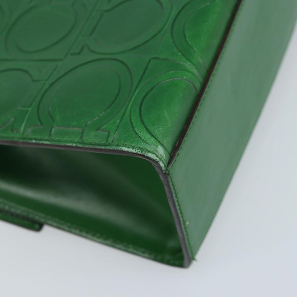 Salvatore Ferragamo Gancini Shoulder Bag Leather Green Silver Auth gh1988A