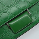 Salvatore Ferragamo Gancini Shoulder Bag Leather Green Silver Auth gh1988A-14