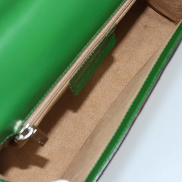 Salvatore Ferragamo Gancini Shoulder Bag Leather Green Silver Auth gh1988A