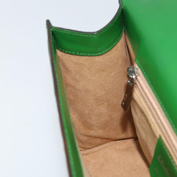 Salvatore Ferragamo Gancini Shoulder Bag Leather Green Silver Auth gh1988A