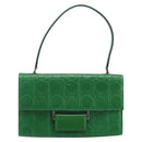 Salvatore Ferragamo Gancini Shoulder Bag Leather Green Silver Auth gh1988A-2