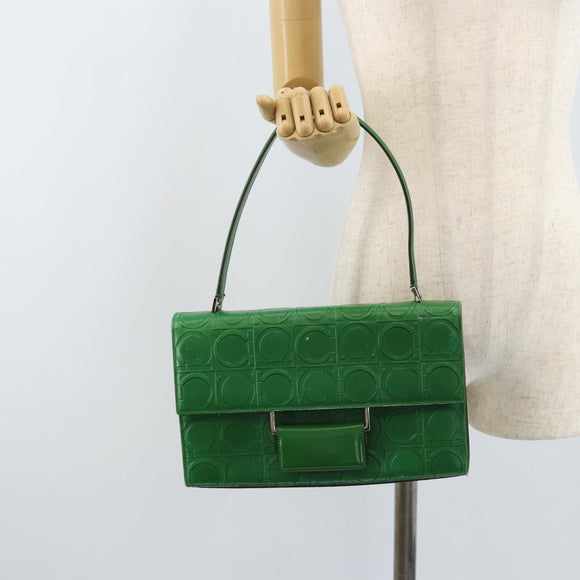 Salvatore Ferragamo Gancini Shoulder Bag Leather Green Silver Auth gh1988A