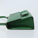 Salvatore Ferragamo Gancini Shoulder Bag Leather Green Silver Auth gh1988A-5