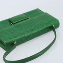 Salvatore Ferragamo Gancini Shoulder Bag Leather Green Silver Auth gh1988A-6