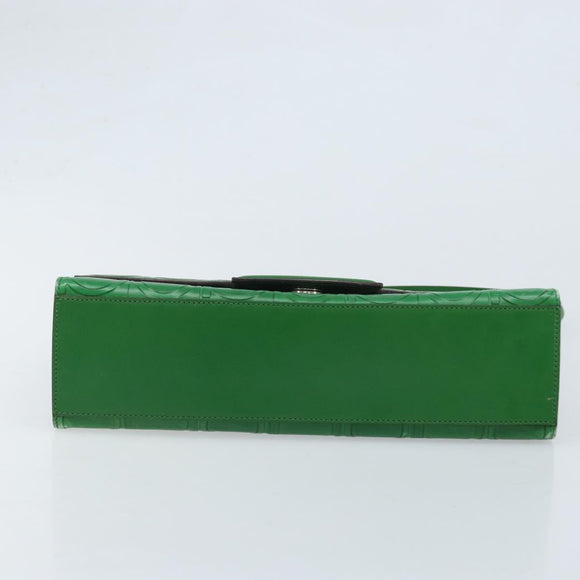 Salvatore Ferragamo Gancini Shoulder Bag Leather Green Silver Auth gh1988A