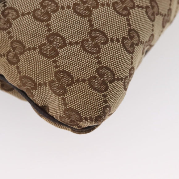 GUCCI GG Canvas Web Sherry Line Shoulder Bag Beige Silver 169937 Auth gh1991