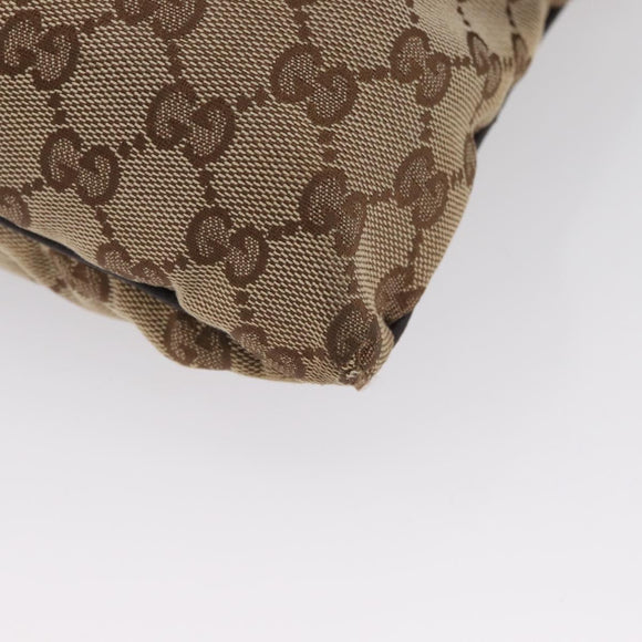 GUCCI GG Canvas Web Sherry Line Shoulder Bag Beige Silver 169937 Auth gh1991