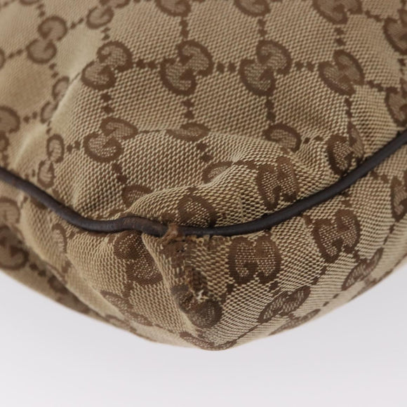 GUCCI GG Canvas Web Sherry Line Shoulder Bag Beige Silver 169937 Auth gh1991