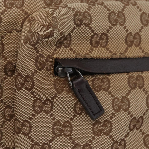 GUCCI GG Canvas Web Sherry Line Shoulder Bag Beige Silver 169937 Auth gh1991