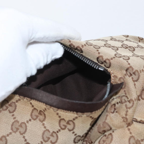 GUCCI GG Canvas Web Sherry Line Shoulder Bag Beige Silver 169937 Auth gh1991