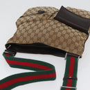 GUCCI GG Canvas Web Sherry Line Shoulder Bag Beige Silver 169937 Auth gh1991-8
