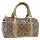 GUCCI GG Crystal Boston Bag Coated Canvas Beige Gold Auth gh1992-1