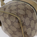 GUCCI GG Crystal Boston Bag Coated Canvas Beige Gold Auth gh1992-10