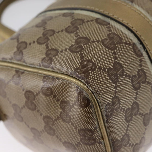 GUCCI GG Crystal Boston Bag Coated Canvas Beige Gold Auth gh1992
