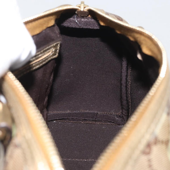 GUCCI GG Crystal Boston Bag Coated Canvas Beige Gold Auth gh1992
