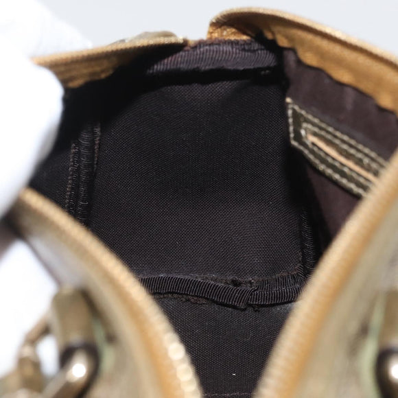 GUCCI GG Crystal Boston Bag Coated Canvas Beige Gold Auth gh1992
