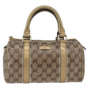 GUCCI GG Crystal Boston Bag Coated Canvas Beige Gold Auth gh1992-2