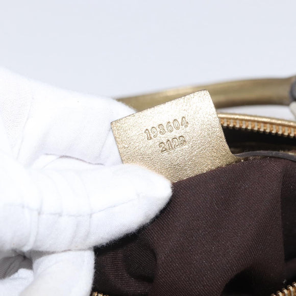 GUCCI GG Crystal Boston Bag Coated Canvas Beige Gold Auth gh1992