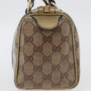 GUCCI GG Crystal Boston Bag Coated Canvas Beige Gold Auth gh1992-4