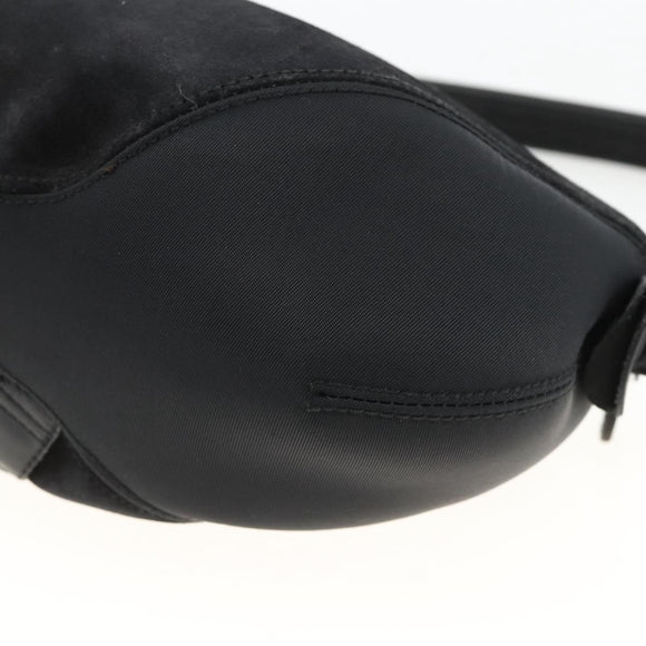 Salvatore Ferragamo Gancini Shoulder Bag Suede Black Silver Auth gh1993