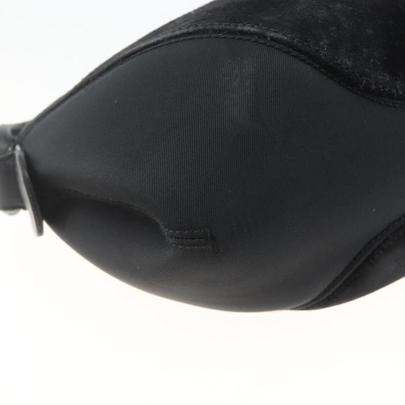 Salvatore Ferragamo Gancini Shoulder Bag Suede Black Silver Auth gh1993