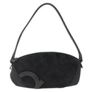 Salvatore Ferragamo Gancini Shoulder Bag Suede Black Silver Auth gh1993-13