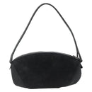 Salvatore Ferragamo Gancini Shoulder Bag Suede Black Silver Auth gh1993-2