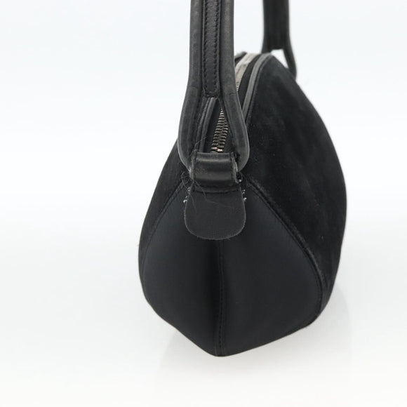 Salvatore Ferragamo Gancini Shoulder Bag Suede Black Silver Auth gh1993