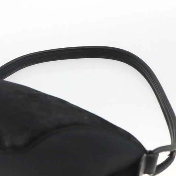 Salvatore Ferragamo Gancini Shoulder Bag Suede Black Silver Auth gh1993