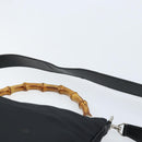 GUCCI Bamboo Shoulder Bag Nylon 2way Brown Silver Auth gh1994-14