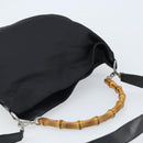 GUCCI Bamboo Shoulder Bag Nylon 2way Brown Silver Auth gh1994-6