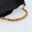 GUCCI Bamboo Shoulder Bag Nylon 2way Brown Silver Auth gh1994-7