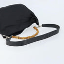 GUCCI Bamboo Shoulder Bag Nylon 2way Brown Silver Auth gh1994-9