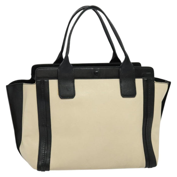 Chloe Alison Tote Bag Leather Beige Black Auth gh200