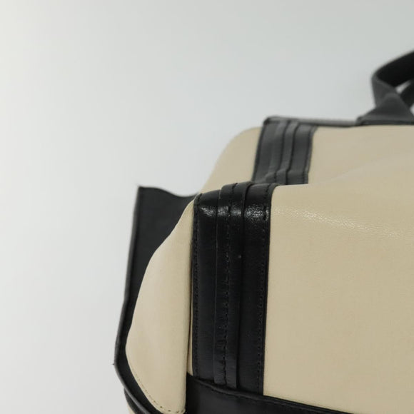 Chloe Alison Tote Bag Leather Beige Black Auth gh200