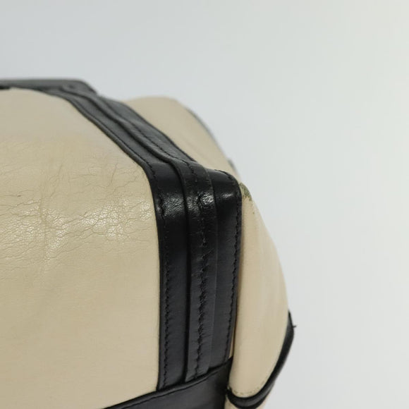 Chloe Alison Tote Bag Leather Beige Black Auth gh200