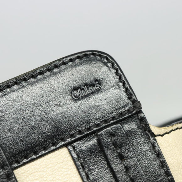 Chloe Alison Tote Bag Leather Beige Black Auth gh200